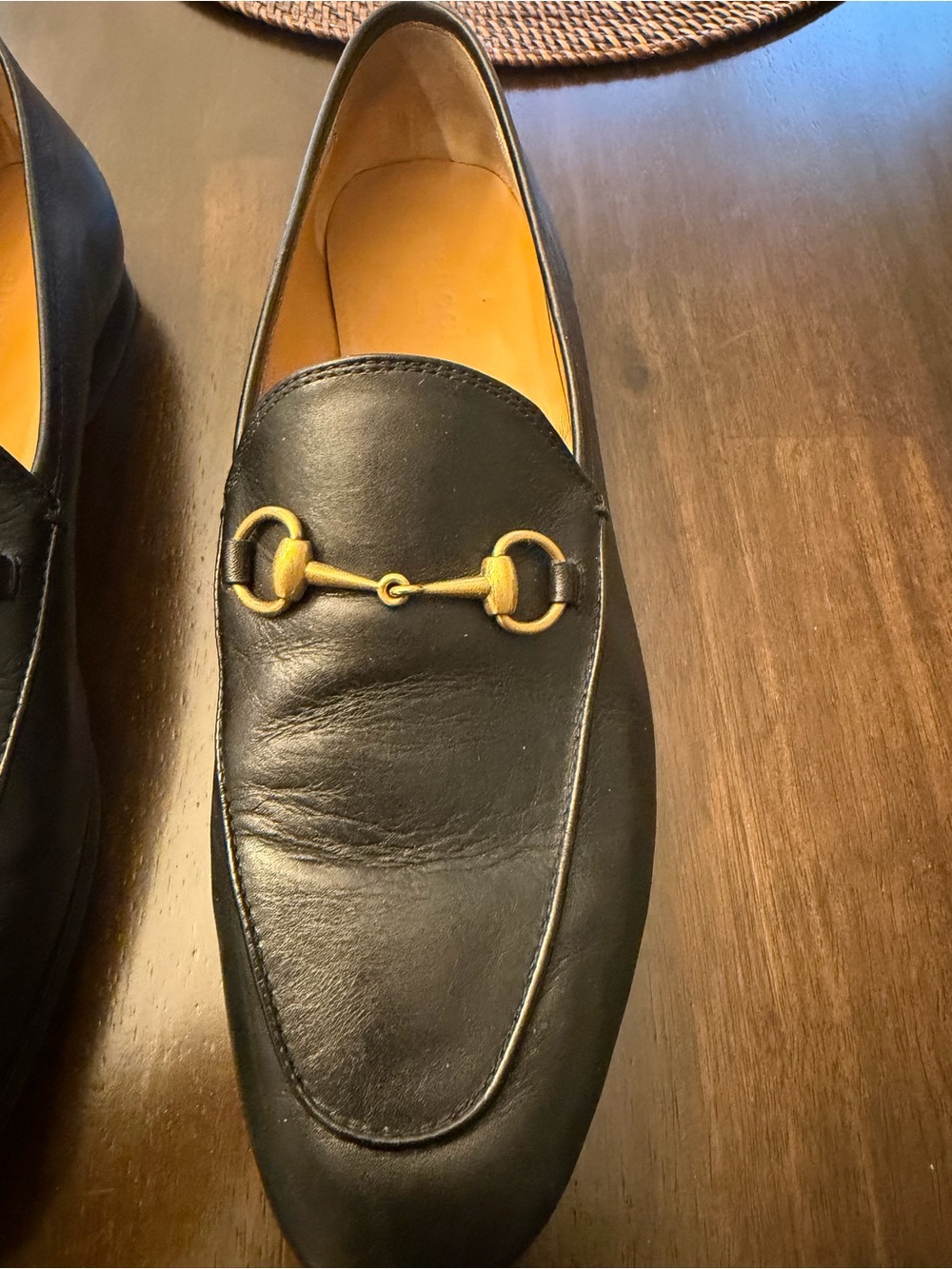 Gucci Black Leather Horsebit Loafers with Gold Hardware - Picture 9 of 11